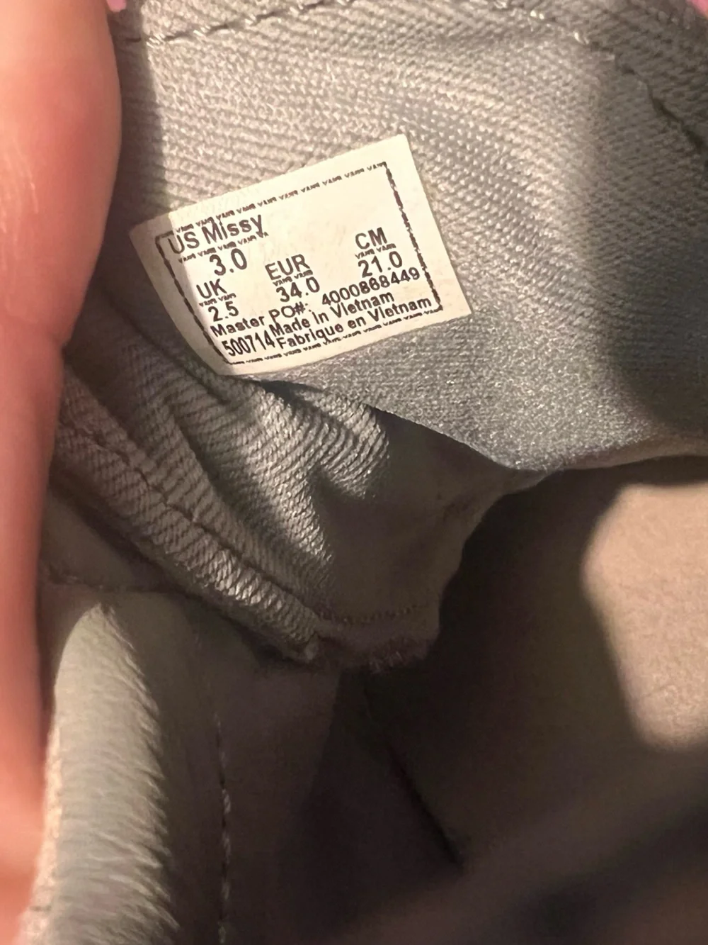 Vans Kids Gray Canvas Sneakers with Pink Side Stripe